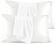 Bedsure King Size Satin Pillowcase Set of 4 - Pure White Pillow Covers for Hair and Skin 20x36 Inches with Envelope Closure, Similar to Silk Pillow Cases, Gifts for Women Men