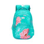 Genie Buttercup Backpack for Girls, 17" Cute, Colourful Bags, Water Resistant and Lightweight, 3 Compartment with Happy Pouch, 27 Liters, Nylon Twill, Teal