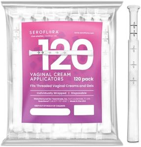 Seroflora Disposable Vaginal Cream Applicators - Fits Premarin, Estrace, Preseed and Most OTC Gels, Lubricants, and Creams - Threaded End, Comfort Tip, and Dosage Markings (120 pack) Made in USA.
