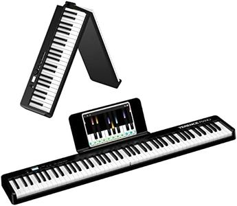 TERENCE Piano mit 88 Tasten Faltbares Klaviertastatur mit 1800mAh Batterie unterstützung MIDI USB-Schnittstelle Piano-Anwendung mit Bluetooth Notenständer Aufkleber Audiokabel Kopfhörer Sustain Pedal