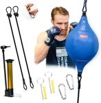 Speed Moves Double End Bag Boxing Ball - PU Leather Double End Boxing Speed Bag - Punching Bag with Adjustable Cords, Air Pump, Installation Kit - Double Ended Punch Bag - Boxing Accessories