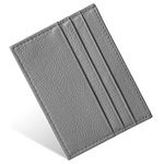 URAQT Credit Card Holder Wallet, RFID Blocking Leather Ultra Slim Wallet, Thin Minimalist Credit Card Case Card Protector, Front Pocket Wallets for Men, Women - 6 Card Slots and 1 Pockets (Grey)