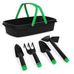 ORIENTOOLS Garden Tools Set, 4 Piece Small and Lightweight Gardening Hand Tool Set with Waterproof Gardening Tool Storage Basket, Rust-Proof Garden Tool Set Ideal Gardening Gift for Women and Men