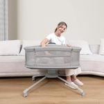 StarAndDaisy Starlight Baby Cradle/Bedside Bassinet with 3- Level Height Adjustment, Automatic Swing & Mosquito Net, Lockable Wheels -Grey0
