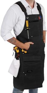 ecoZen Lifestyle Work Aprons for Men for Shop - Carpenter Apron and Shop Aprons for Men for Woodworking, Heavy Duty Waxed Canvas Workshop Tool Apron, Fully Adjustable to S-XXXL