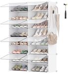 SONGMICS Shoe Rack, 8 Cubes Shoe Organizer with Doors, 32 Pair Plastic Shoe Storage Cabinet, for Bedroom, Entryway, Steel Frame, Plastic Panel, White ULPC034W01