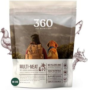 360 Pet Nutrition Raw Freeze-Dried Dog Food, High Protein, Complete Balanced Meal with Beef, Chicken,Organs, Whitefish, Omega-3, Fruit&Veg, Superfoods, No Fillers, 16oz Food/Bites/Kibble (Multi Meat)