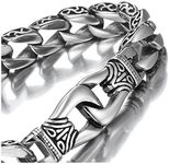 Amazing Stainless Steel Mens link Bracelet Silver Black 23 cm Long (With Branded Gift Box)