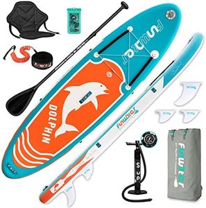 FunWater SUP Inflatable Stand Up Paddle Board Ultra-Light Inflatable Paddleboard with ISUP Accessories,Fins,Adjustable Paddle, Pump,Backpack, Leash, Waterproof Phone Bag