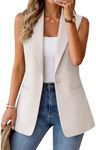 Kedera Women's Long Sleeveless Duster Trench Vest Casual Lapel Blazer Jacket (Khaki, X-Large)