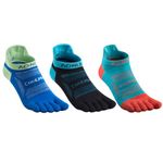 Azarxis Toe Socks Coolmax Low Crew Athletic Running Ankle Five Finger Sport Lightweight Breathable Socks (Dark Blue + Light Blue + Black - M)