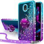 Silverback for Galaxy J3 2018/J3 Star/J3 Achieve/Express Prime 3/Amp Prime 3 Case, Girls Women Moving Liquid Holographic Glitter Case with Ring Stand Bling Case for Samsung J3V J3 V 3nd Gen -Purple