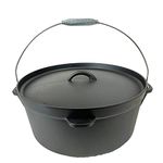 Cuisiland Seasoned 12 Quart Dia 14IN Cast Iron Dutch Oven Lip lid 3 Legs