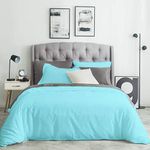 Sleep-Nest 600 TC King/Cal-King 94x104 Size Luxurious 3 Piece Duvet Cover Set with Button Closer & Corner Ties 100% Natural Cotton (1 Duvet Cover 2 Pillow Shams) Soft & Cozy, Aqua Blue Solid