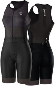 SLS3 Triathlon Suits Women Elite Sleeveless Tri Suit Women, Trisuit, Quick-Dry, Italian Chamois, Ready for Any Distance (Ebony, Large)