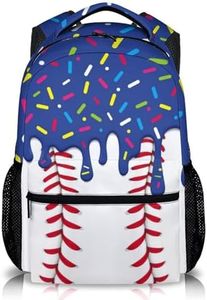 GiftRomance Kids Backpack for Boys Girls Ice Cream Baseball for Gift, Red Bookbag for School Sports Camp Club Picnic Travel