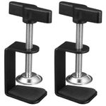 TEHAUX C Clamp, Universal C-Clamp Heavy Duty C-Clamp Base Stand Mounting Accessory Adjustable Work Surface Mounting Bracket for Tables Desk Mount (2Pcs, Black)