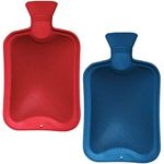 Hot Water Bottles Natural Rubber-Pack of 2 one Litre (1L) Large Hot Water Bottle | Hot Water Bag for Pain Relief | Secure & Leakproof (1 Litre, 2 Pack)