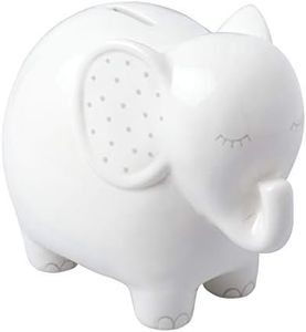 Pearhead Ceramic Elephant Bank, Gender-Neutral Baby Boy or Baby Girl Nursery Décor, Money Bank, Baby Keepsake, White