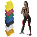 THERABAND Resistance Bands Set, 7 Pack 6 ft Exercise Bands, Light to Extra Heavy Levels 1–7, Latex Stretch Bands for Strength Training, Pilates, Mobility & Full Body Home Workouts