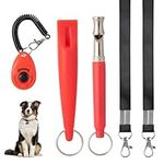 WIFUN 3 Pcs Dog Whistles Set, Adjustable Dog Training Whistle Silent Dog Whistle With Dog Clicker Lanyard for Recall, Bark, Barking(Red)