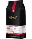 Grano Milano Coffee Beans 1kg House Blend Arabica and Robusta, Dark Roast Intensity 3/5 Strong Coffee, Made in Italy, (Packaging May Vary)