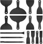 xoermioy 15 Pack Plastic Putty Knife Set - 12 Flexible Plastic Paint Scraper Tool and 3 Detail Scraper Tool for Spackling, Repairing Drywall, Removing Wallpaper, Applying Mud or Plaster