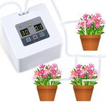 Landrip Automatic Irrigation System,Plant Self-watering System Automatic Plant Waterer, 5V USB Charge 33 ft Hose Drip Irrigation Kit for 10 Indoor Potted Plants,Gift for Gardening Lovers