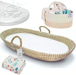 ZEAL'N LIFE Premium Baby Changing Basket, 04 Pieces Gift Set Moses Baskets for Newborn with Diaper Caddy, Baby Towel & Waterproof Pad – Moses Basket Mattress, Basket of Babies, Baby Moses Basket