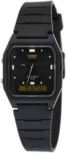 CASIO Men's Duo Dual Time Zone Analog Digital Watch, Black Dial, Black Band