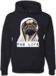 Tee Hunt Pug Life Funny Hoodie Dope Thug Life Dog Parody Hipster Sweatshirt Black