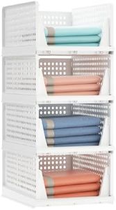 Comfycottage Stackable Storage Drawers, XL Size Closet Organizers and Storage of 4 Pack Closet Drawers, Organizer Baskets, Sweater Storage Organizer for Closet, Wardrobe Organizer, Towel Organizer