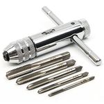 CYH T-Handle Ratchet Tap Adjustable Tap Threading Wrench Set M3-M8 Metric Metal Hand Thread Taps for Tap and Die Sets