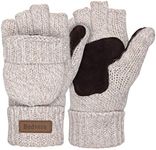 Bodvera Thermal Insulation Fingerless Texting Gloves Unisex Winter Warm Knitted Convertible Mittens with Flap Cover BG