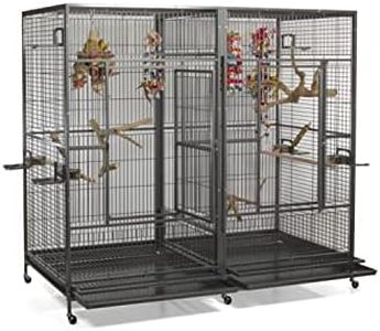 A&E Cage Co. Double Macaw Cage with Divider, 80"x40", Black, 1" (8040FL Black)