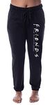 INTIMO Friends TV Show Logo Womens' Sleep Jogger Loungewear Pajama Pants (X-Small) Black