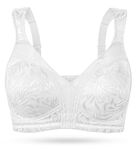 WingsLove Women's Full Coverage Non Padded Wire-Free Minimizer Bra Comfort Plus Size Everyday Bras, White, 44DDD