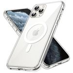 JETech Magnetic Case for iPhone 11 Pro 5.8-Inch Compatible with MagSafe Wireless Charging, Shockproof Phone Bumper Cover, Anti-Scratch Clear Back (Clear)