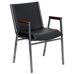 Flash Furniture HERCULES Series Heavy Duty, 3'' Thickly Padded, Black Vinyl Upholstered Stack Chair with Arms