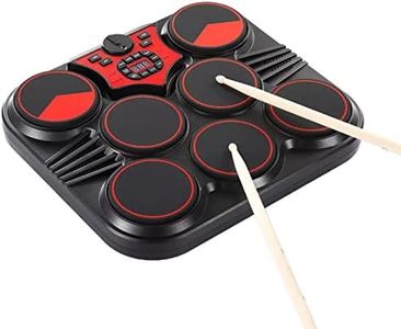 Jeffergarden Portable Tabletop Electronic Drum Set with 7 Silicone Pads Built in Speakers Pedals for Kids Beginners
