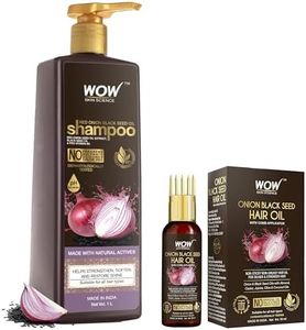 WOW Skin Science Onion Black Seed Hair Oil 50 ml & Onion Oil Shampoo 1 Litre With Red Onion Seed Oil Extract 50 ml
