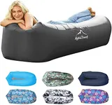 AlphaBeing Inflatable Lounger Air Sofa, Portable Inflatable Couch Mesh Hollow Air Hammock Anti Leakage Air Chair for Outdoor Camping Hiking Beach Traveling Music Festivals Backyard, Black