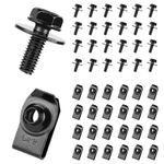 50pcs Automotive Body Bolt and U-Nut Clamp Kit, Metal Bumper Fender U Retainer Auto Screw Clip Car Hood Engine Splash Cover Body Bolt and Nut Fastening Part Accessories for Most Vehicles