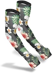 FARMER'S DEFENSE Gardening Arm Sleeves|UV Cooling Protective Sleeve Women & Men|Anti-Scratch Cover Sun UPF Outdoor Protection - Tropical Flower - XS