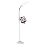 OttLite LED Floor Lamp with USB Port & Tablet Stand – Modern White Design, ClearSun LED Standing Light, USB Charger, Touch Activated Controls, for Crafting, Reading, Work