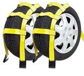 Mytee Products (2 Pack) Wheel Net Basket Auto Tow Dolly Strap w/Flat Hooks (No Ratchet)