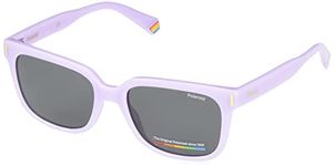 POLAROID Unisex Rectangular Sunglasses Lilac Frame, Grey Lens (54) - Pack of 1