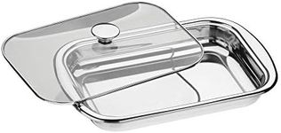 Tramontina Cosmos Stainless Steel Rectangular Roasting Pan with Glass Lid, 43 cm Length