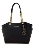 Michael Kors Jet Set Travel Saffiano Leather Shoulder Bag Medium Handbag (Black) One size