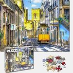 Universal Castle 1000 Pieces Jigsaw Puzzles for Adults Landscape Panorama Europe Landmark Photo Classic Impossible Puzzle Toys (Street in Lisbon, Portugal)